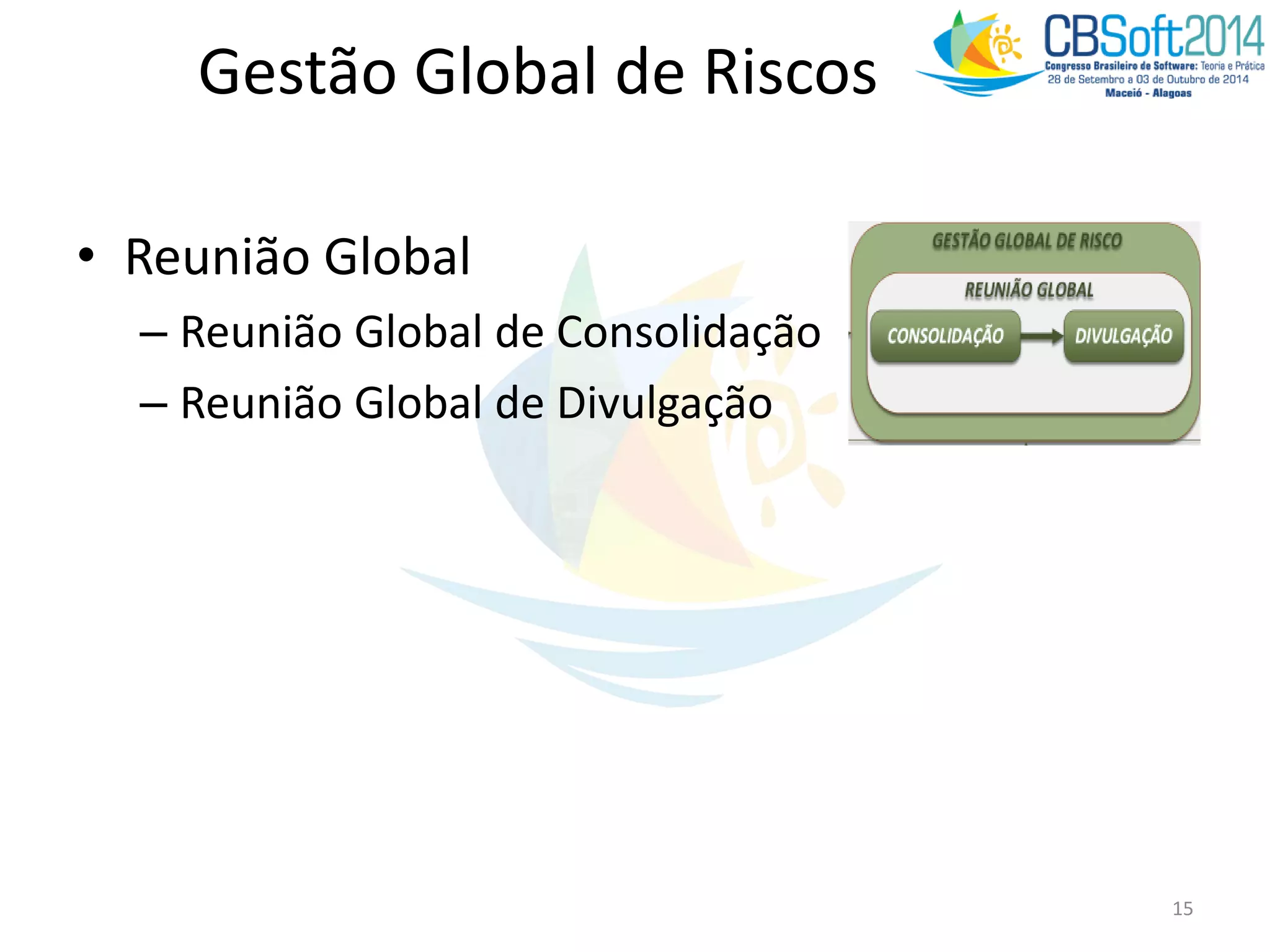 Gestão Global de Riscos
• Reunião Global
– Reunião Global de Consolidação
– Reunião Global de Divulgação
15
 