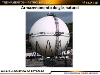Armazenamento do gás natural
AULA 2 – LOGISTICA DO PETRÓLEO
 