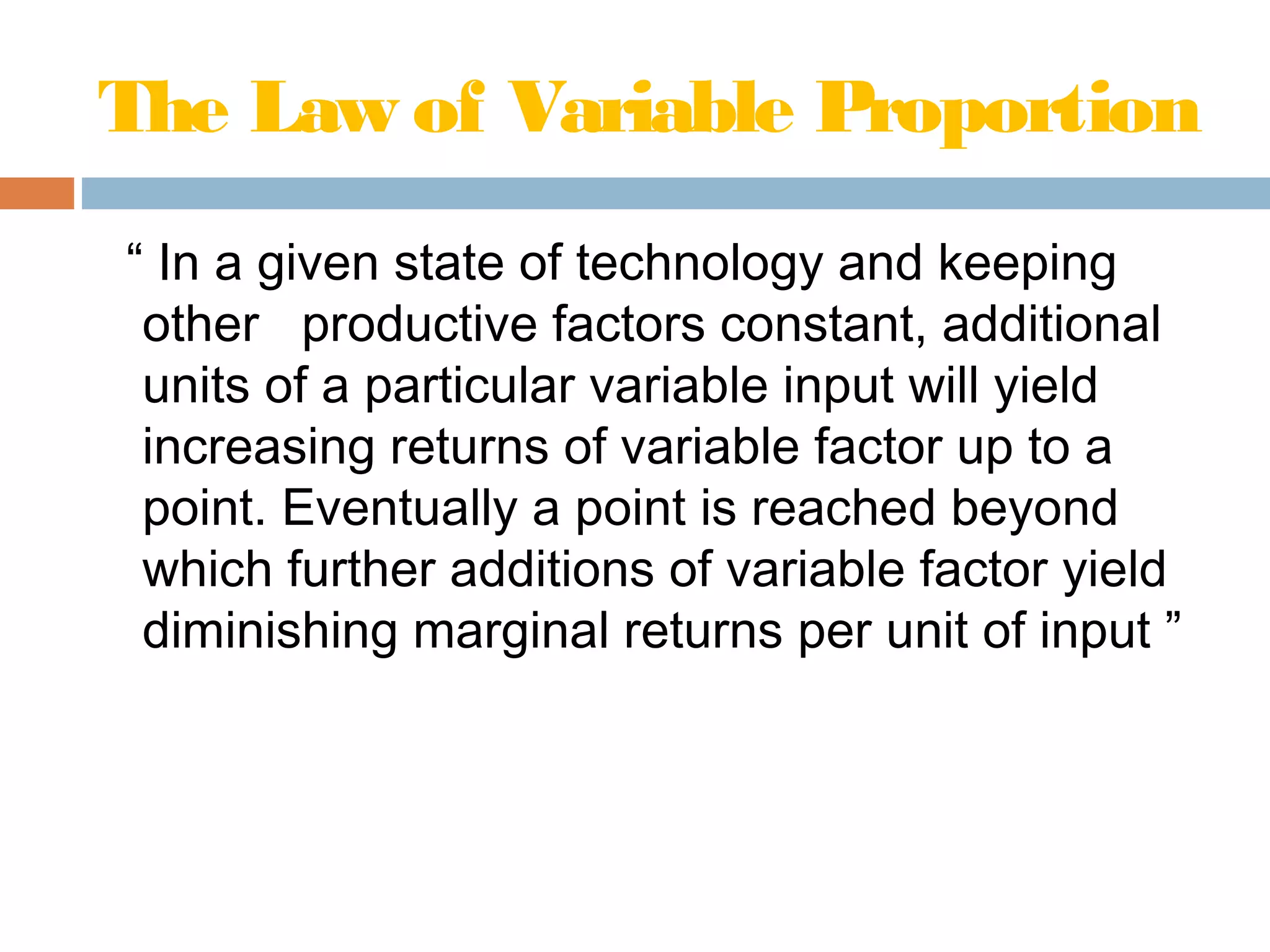 Presentation on law of variable proportion | PPT