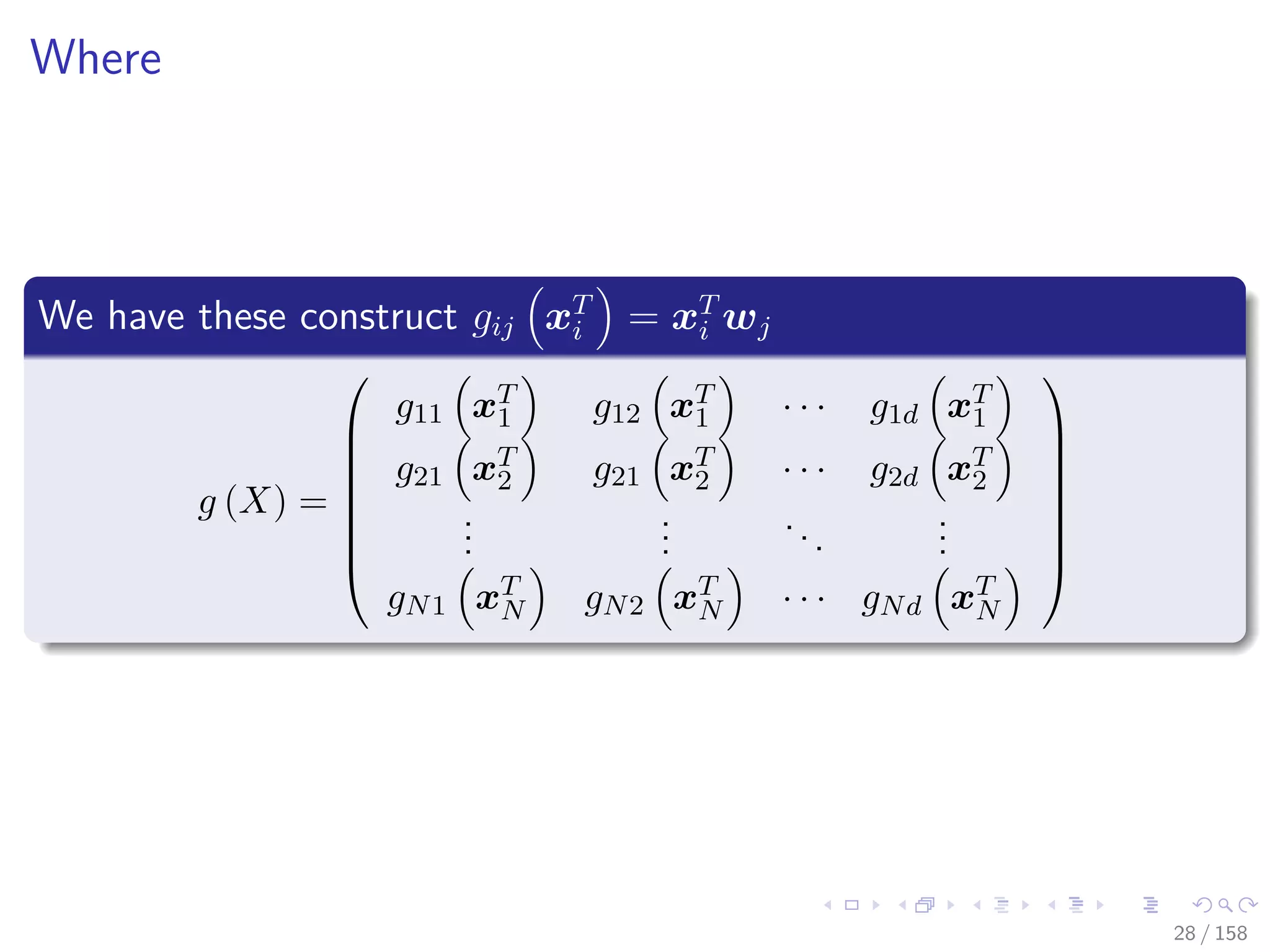 Images/cinvestav
Where
We have these construct gij xT
i = xT
i wj
g (X) =








g11 xT
1 g12 xT
1 · · · g1d xT
1
g21 xT
2 g21 xT
2 · · · g2d xT
2
...
...
...
...
gN1 xT
N gN2 xT
N · · · gNd xT
N








28 / 158
 