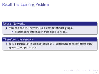 Images/cinvestav
Recall The Learning Problem
Neural Networks
You can see the network as a computational graph...
Transmitting information from node to node...
Therefore, the network
It is a particular implementation of a composite function from input
space to output space.
7 / 158
 