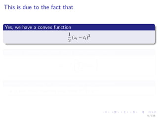 Images/cinvestav
This is due to the fact that
Yes, we have a convex function
1
2
(zi − ti)2
With an intermediate non-linear activation function
zi = f


d
j=1
wijyj


Making the surface to be searched for the optimum
A non linear function map from Rd to Rm
6 / 158
 