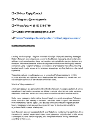 Saving Guide.pdf Comprehensive 2026 Guide to Telegram Accounts and Verified PayPal ...
