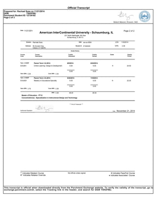 Graduate Transcript. Rachael Soss | PDF