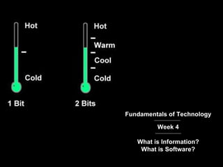 Fundamentals of Technology Week 4 What is Information? What is Software? 