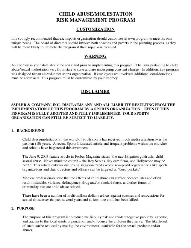 Child Abuse Molestation Protection Program Administrators