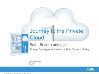 Journey to the Private Cloud Safe, Secure and agile Storage Strategies for the Virtual Data Center of Today Wouter Kolff EMC 