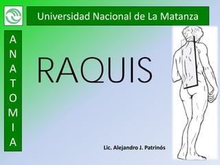 Universidad Nacional de La Matanza

A
N
A
T   RAQUIS
O
M
I
A                Lic. Alejandro J. Patrinós
 
