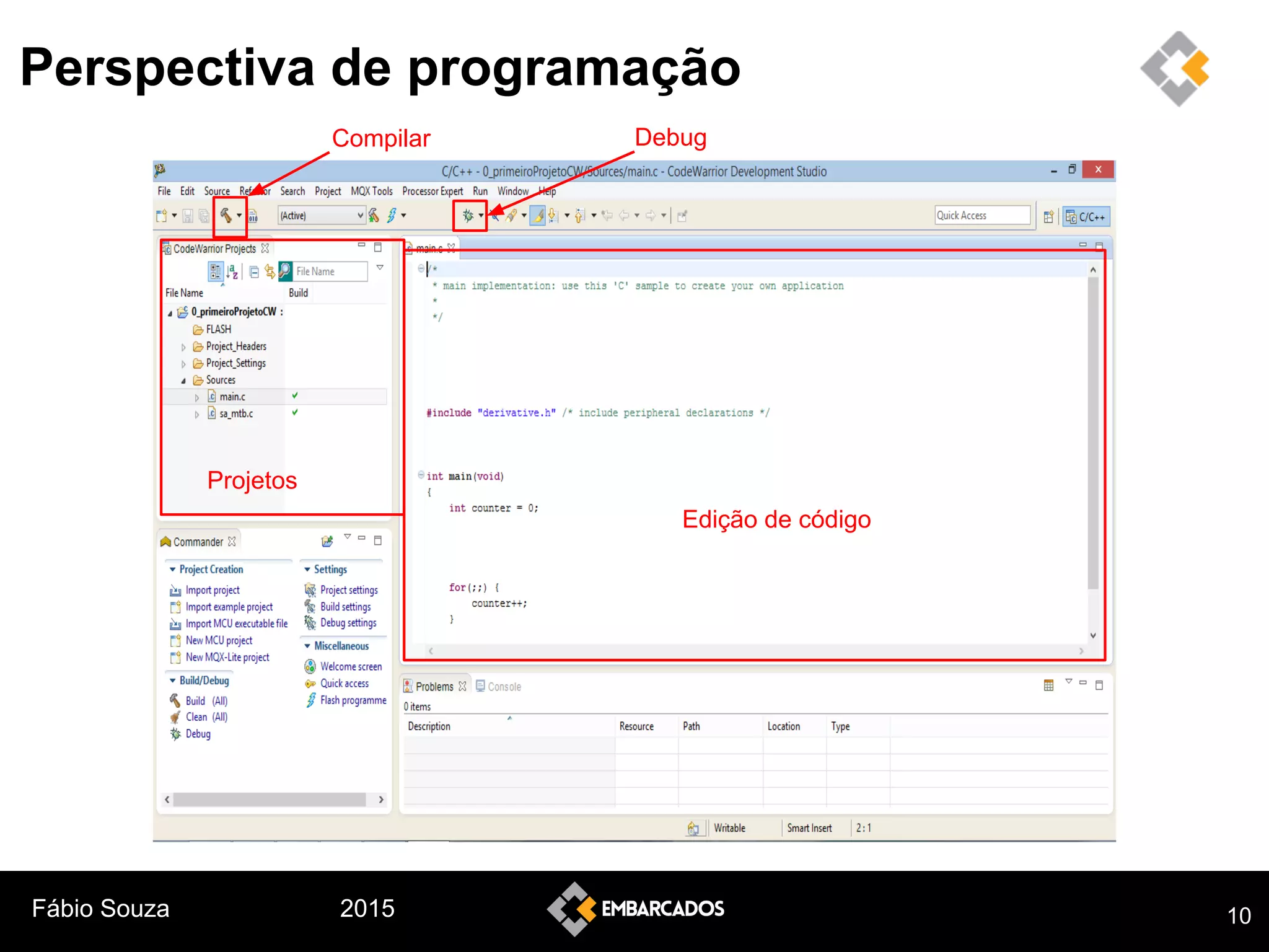 Fábio Souza 2015
Perspectiva de programação
Compilar Debug
Edição de código
Projetos
10
 