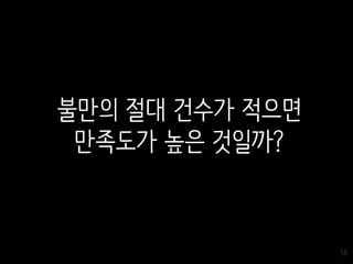 58
불만의 절대 건수가 적으면
만족도가 높은 것일까?
 