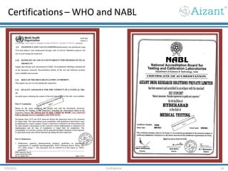 Certifications– WHO and NABL
7/3/2012 Confidential 19
 