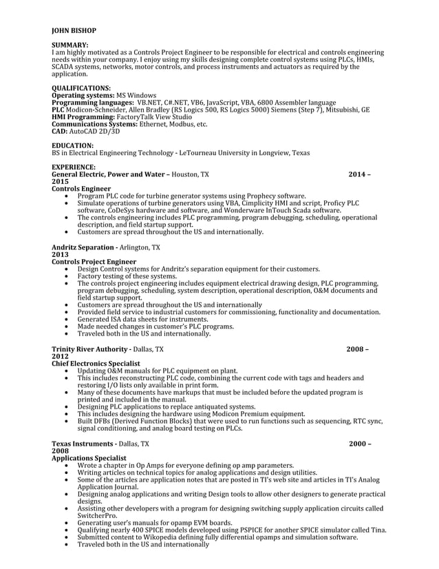 John BishopResume Controls Engineer(6-11-15) | DOC