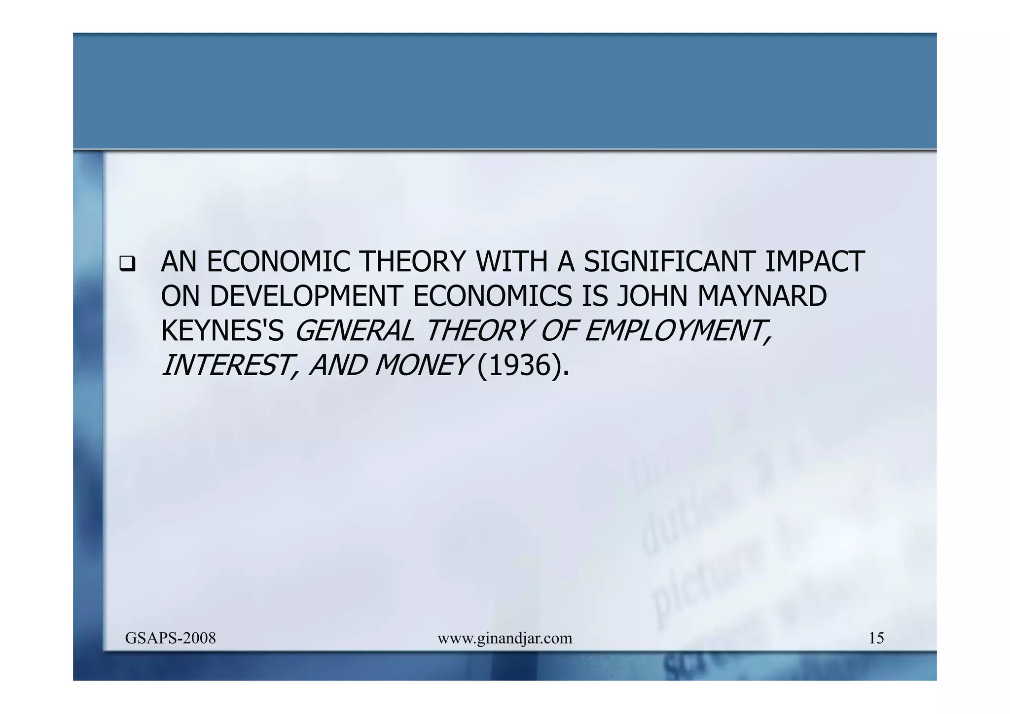 DEVELOPMENT AND ADMINISTRATION (I)