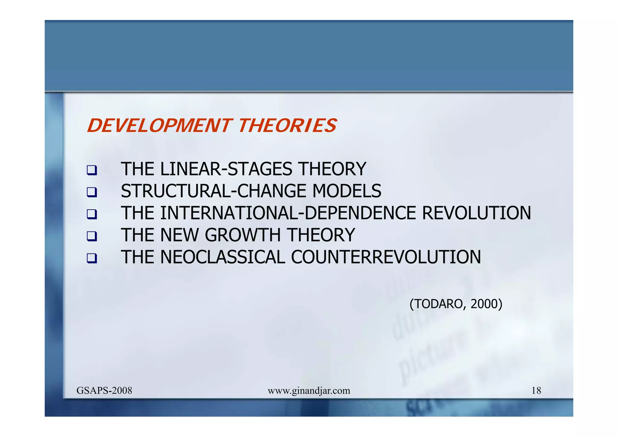 DEVELOPMENT AND ADMINISTRATION (I)