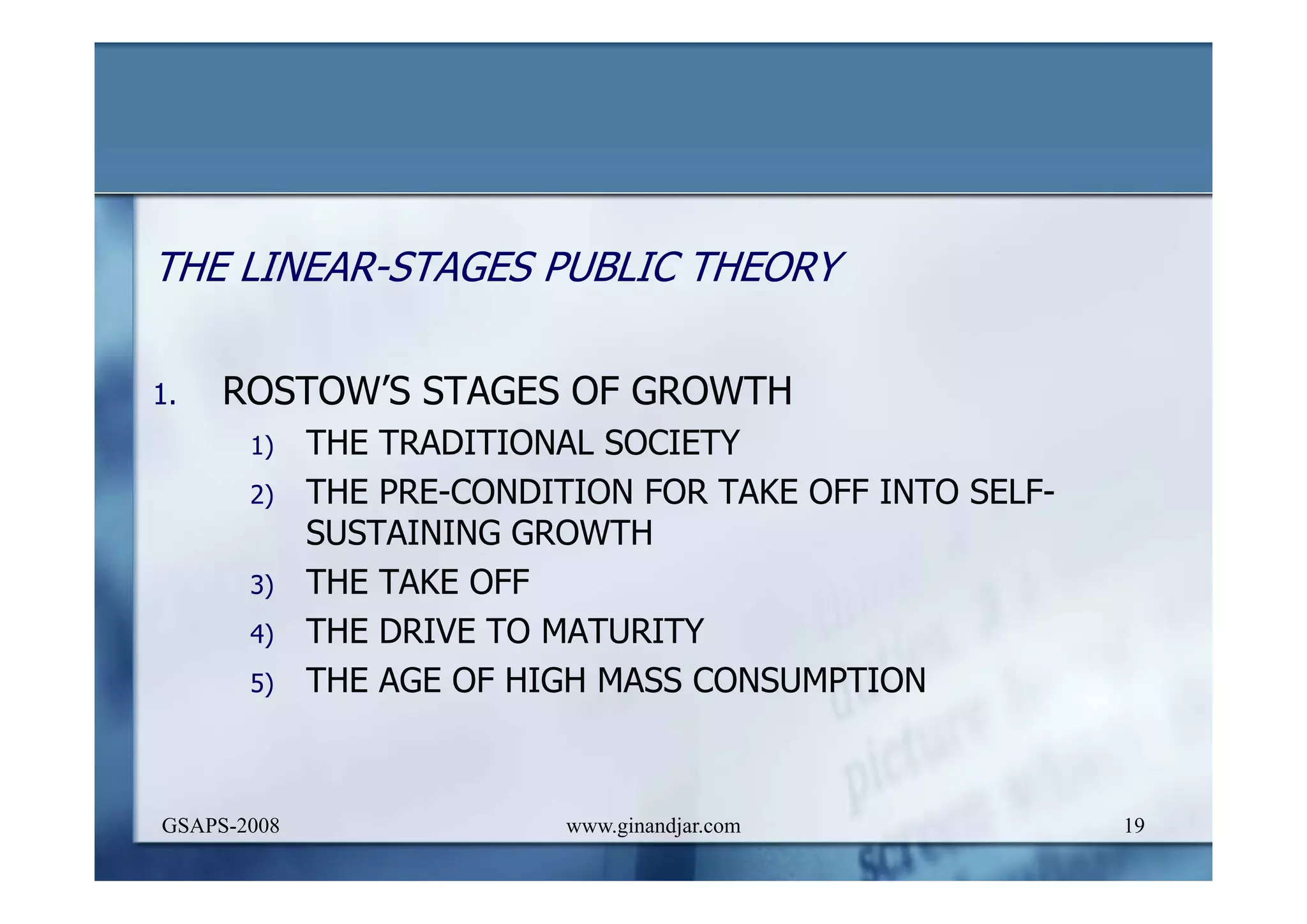 DEVELOPMENT AND ADMINISTRATION (I)