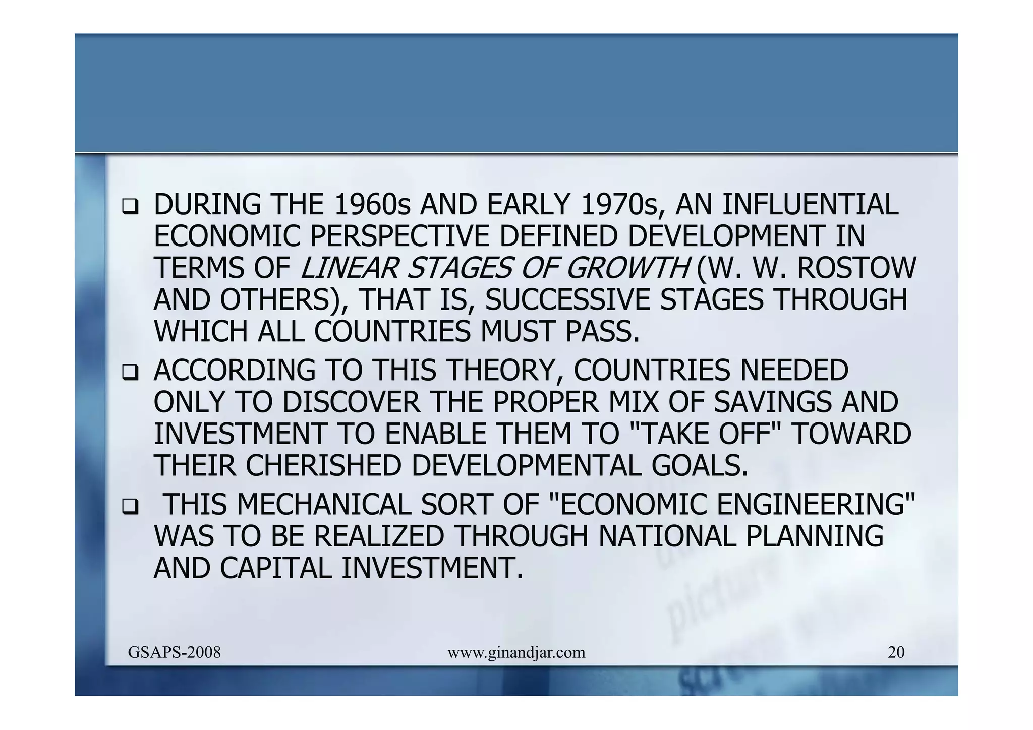 DEVELOPMENT AND ADMINISTRATION (I)