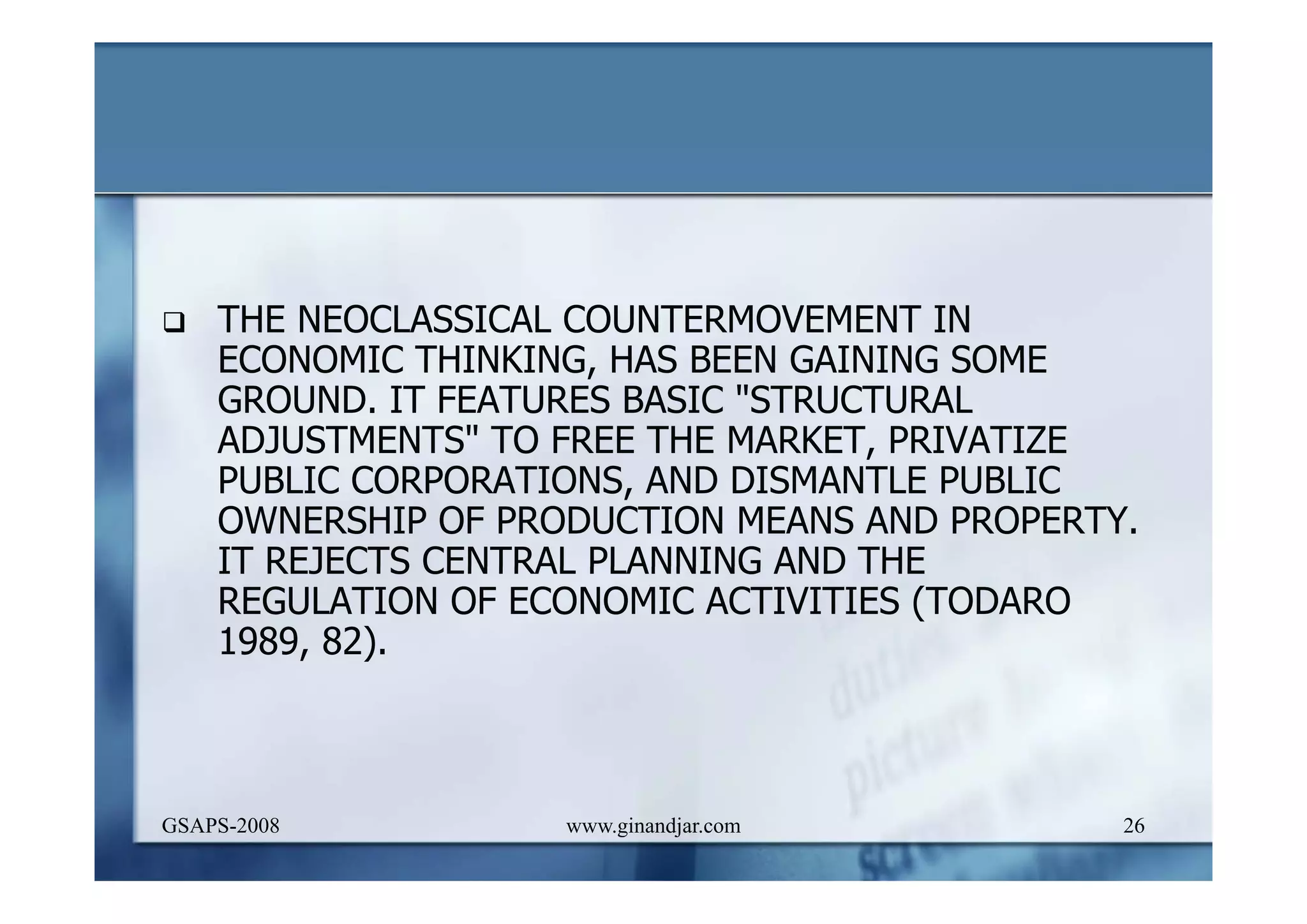 DEVELOPMENT AND ADMINISTRATION (I)