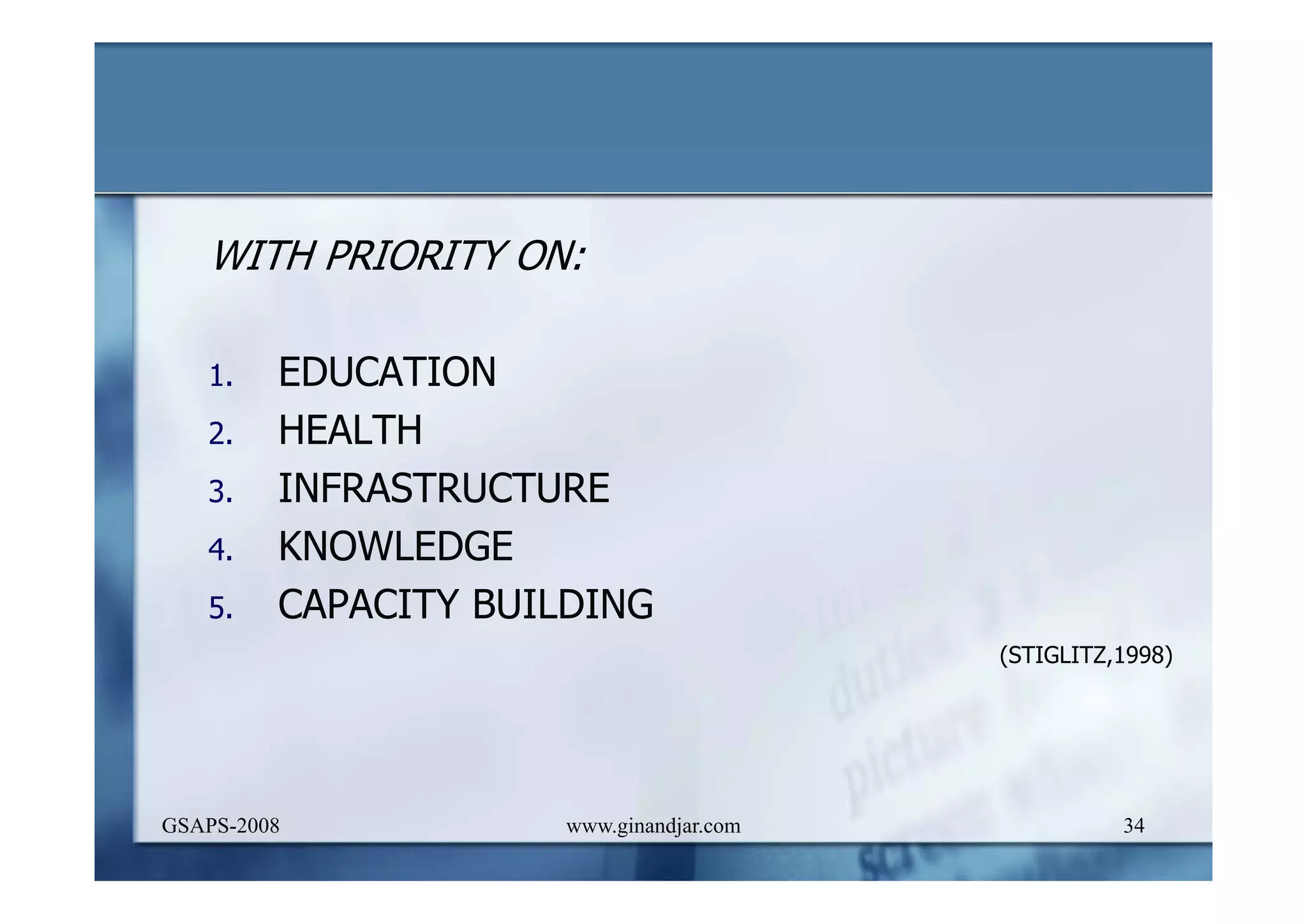 DEVELOPMENT AND ADMINISTRATION (I)