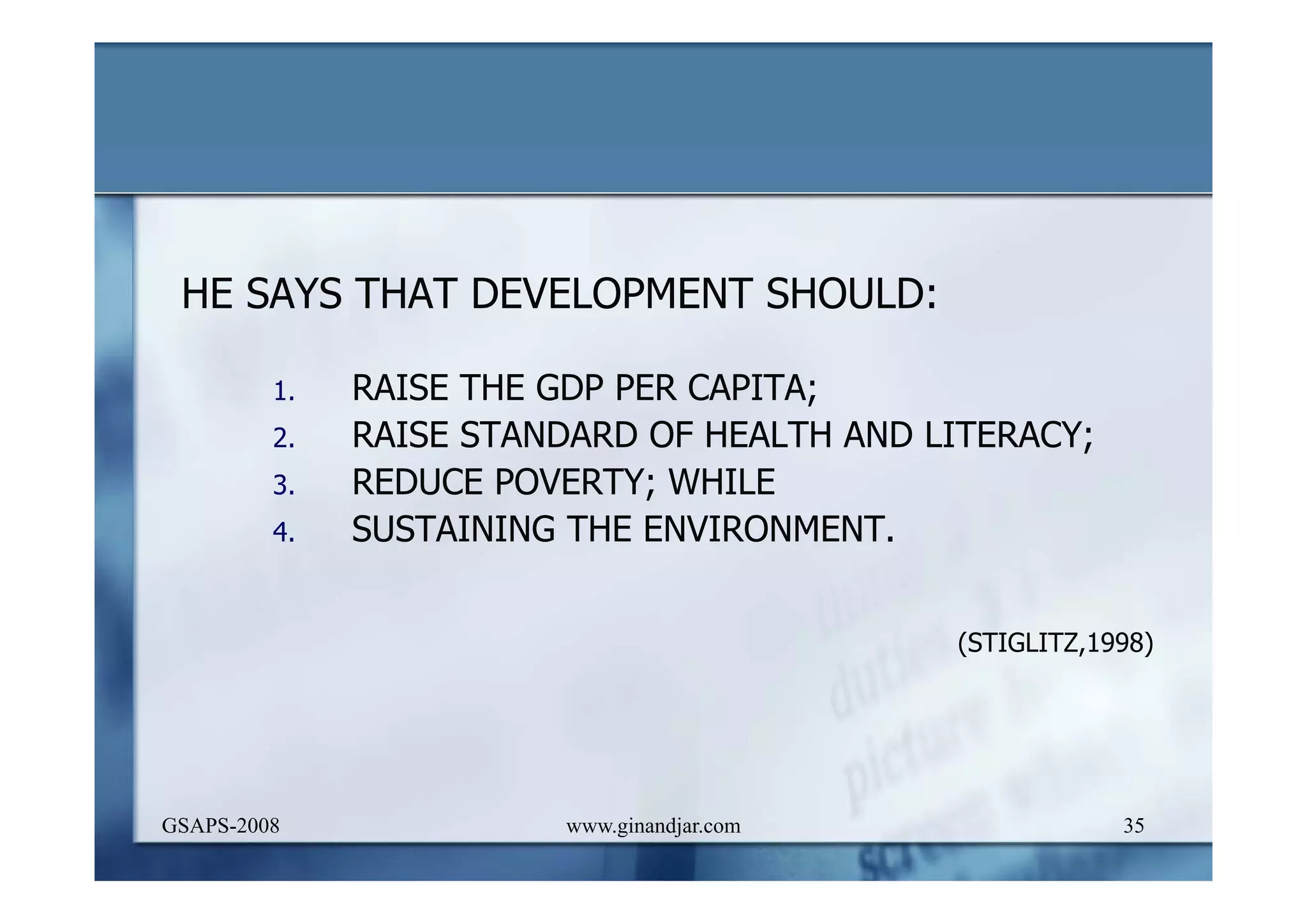 DEVELOPMENT AND ADMINISTRATION (I)