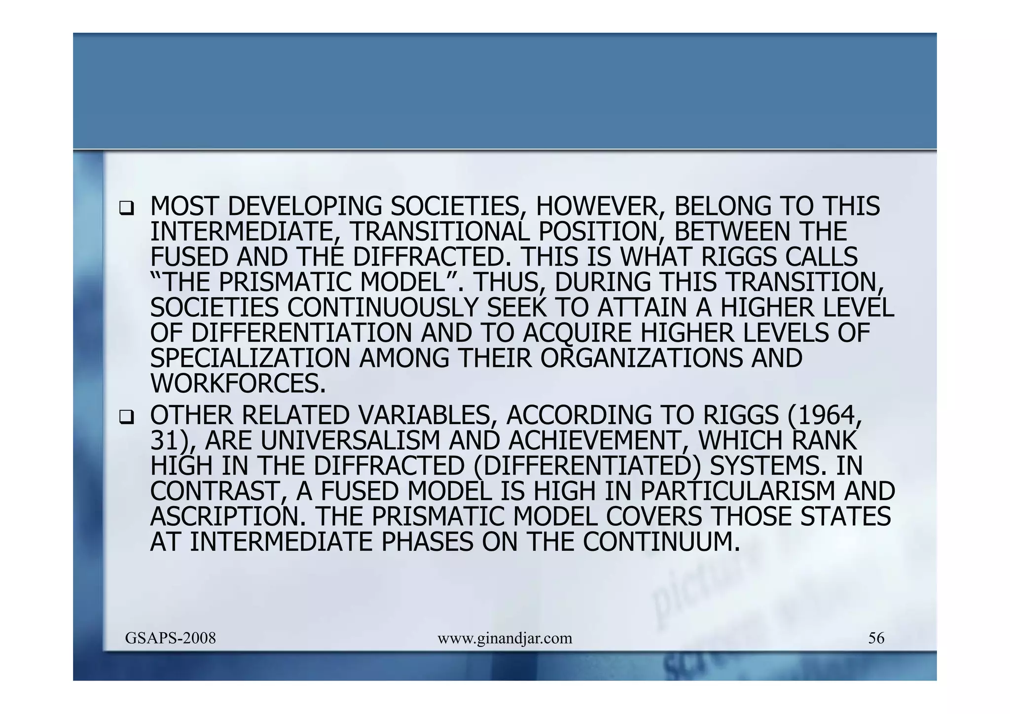 DEVELOPMENT AND ADMINISTRATION (I)