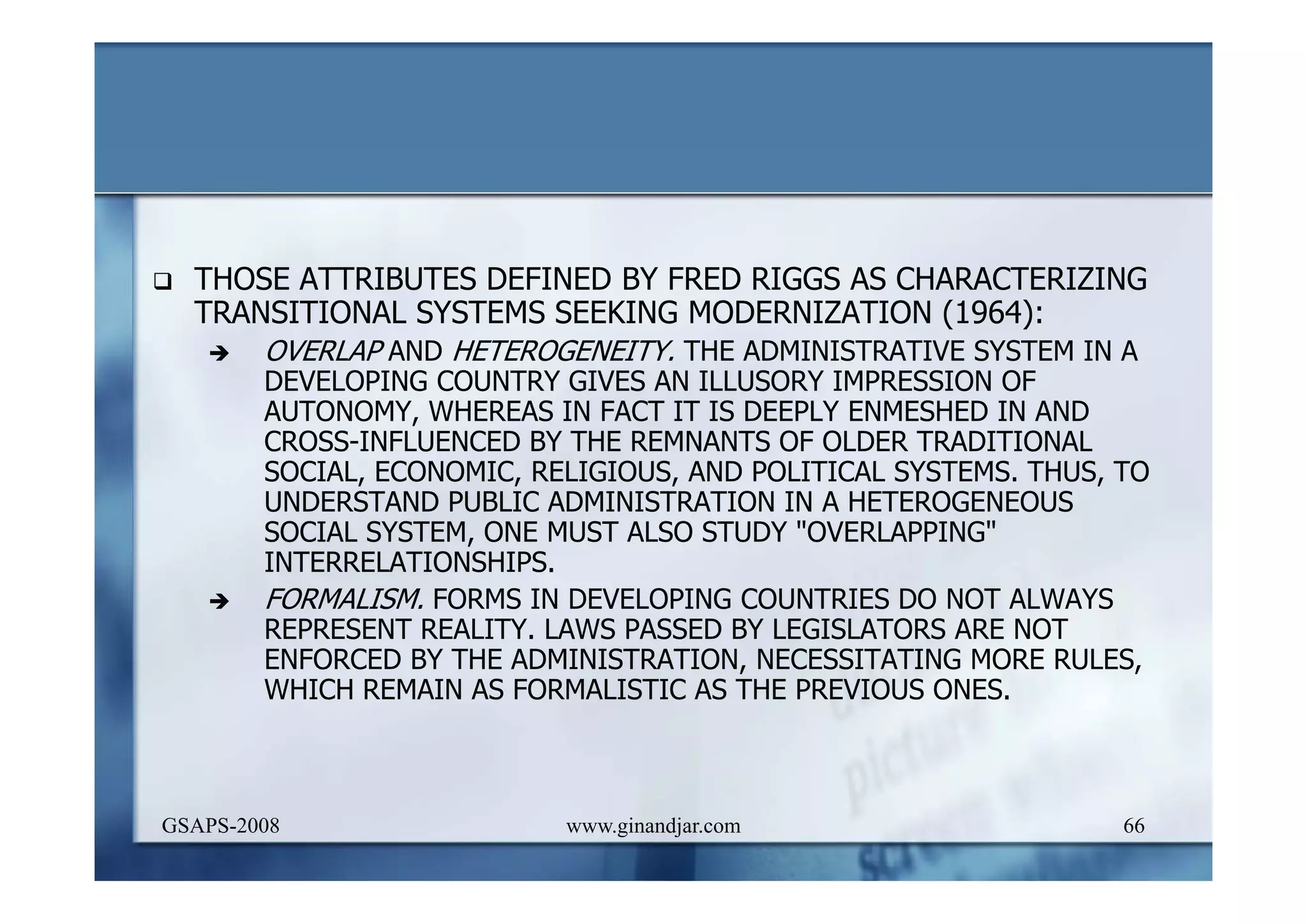 DEVELOPMENT AND ADMINISTRATION (I)