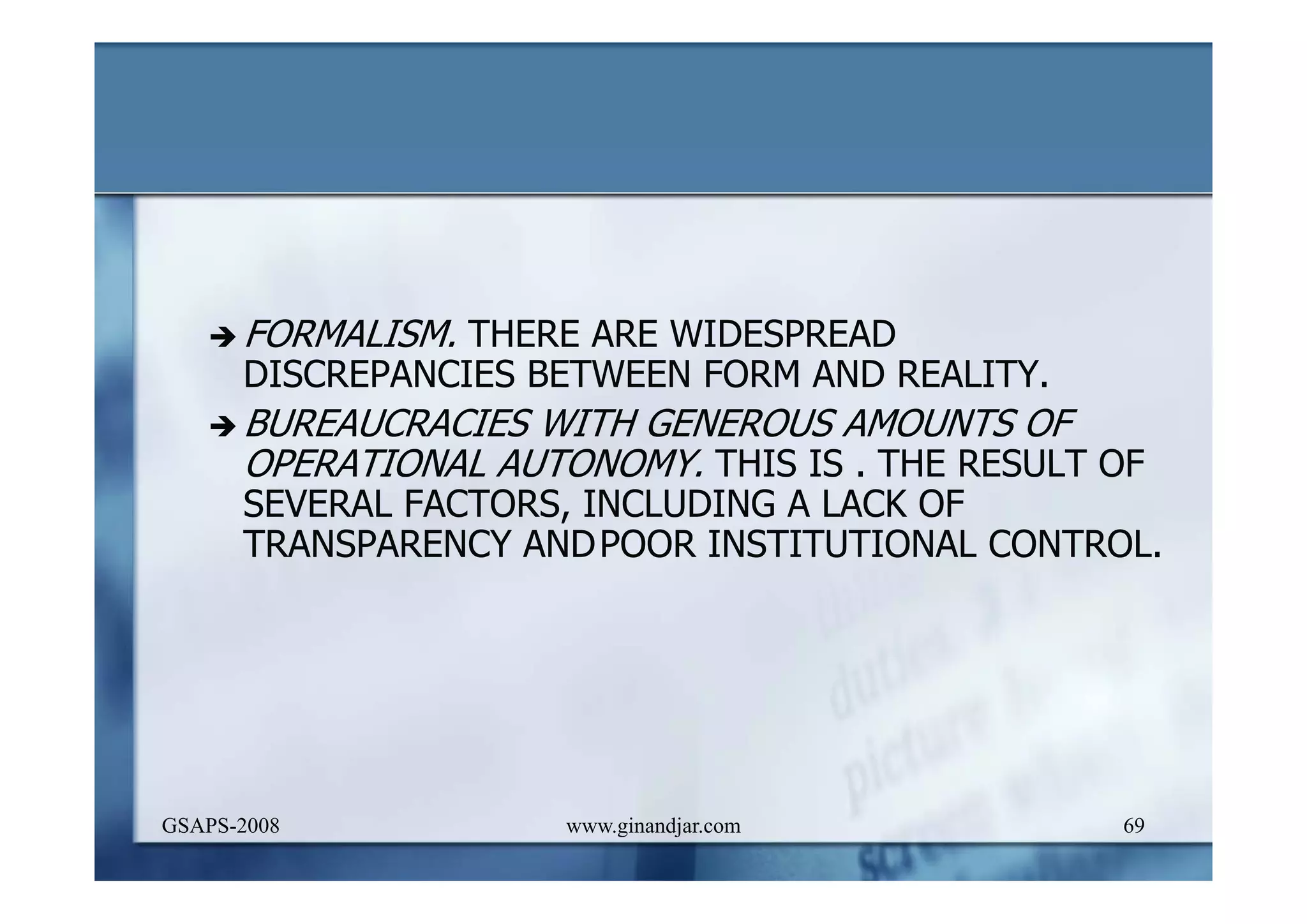 DEVELOPMENT AND ADMINISTRATION (I)