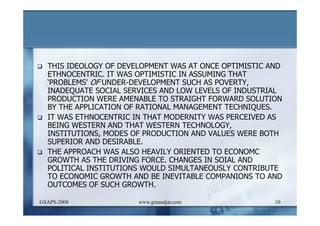 DEVELOPMENT AND ADMINISTRATION (I)