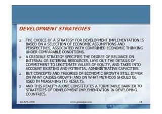 DEVELOPMENT AND ADMINISTRATION (I)