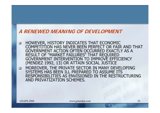 DEVELOPMENT AND ADMINISTRATION (I)