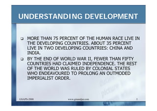 DEVELOPMENT AND ADMINISTRATION (I)