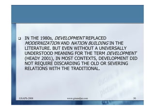 DEVELOPMENT AND ADMINISTRATION (I)