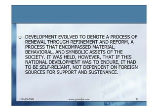 DEVELOPMENT AND ADMINISTRATION (I)