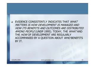 DEVELOPMENT AND ADMINISTRATION (I)