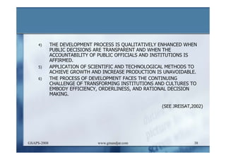 DEVELOPMENT AND ADMINISTRATION (I)