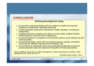 DEVELOPMENT AND ADMINISTRATION (I)