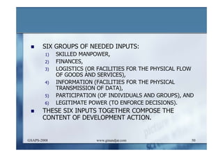 DEVELOPMENT AND ADMINISTRATION (I)