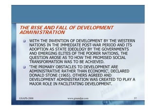 DEVELOPMENT AND ADMINISTRATION (I)