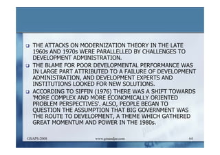 DEVELOPMENT AND ADMINISTRATION (I)