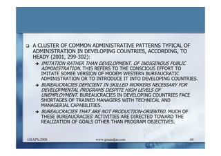 DEVELOPMENT AND ADMINISTRATION (I)