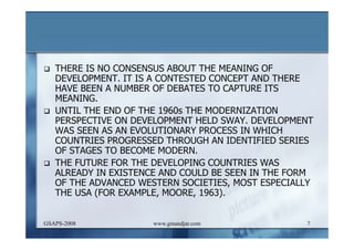 DEVELOPMENT AND ADMINISTRATION (I)