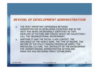 DEVELOPMENT AND ADMINISTRATION (I)