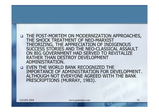 DEVELOPMENT AND ADMINISTRATION (I)