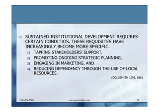 DEVELOPMENT AND ADMINISTRATION (I)