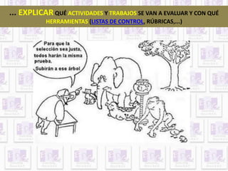 ... EXPLICAR QUÉ ACTIVIDADES Y TRABAJOS SE VAN A EVALUAR Y CON QUÉ 
HERRAMIENTAS (LISTAS DE CONTROL, RÚBRICAS,...) 
 