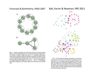 Fortunato	
  &	
  Barthelemy,	
  PNAS	
  2007	
   Ball,	
  Karrer	
  &	
  Newman,	
  PRE	
  2011	
  
 