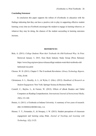 Etextbooks Versus Print Textbooks- A Comparison Study Of Their ...