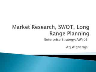 Enterprise Strategy/AW/05

            Arj Wignaraja
 
