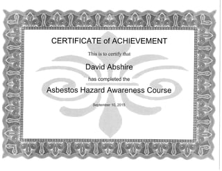 certificate Asbestos Hazards Awareness Course