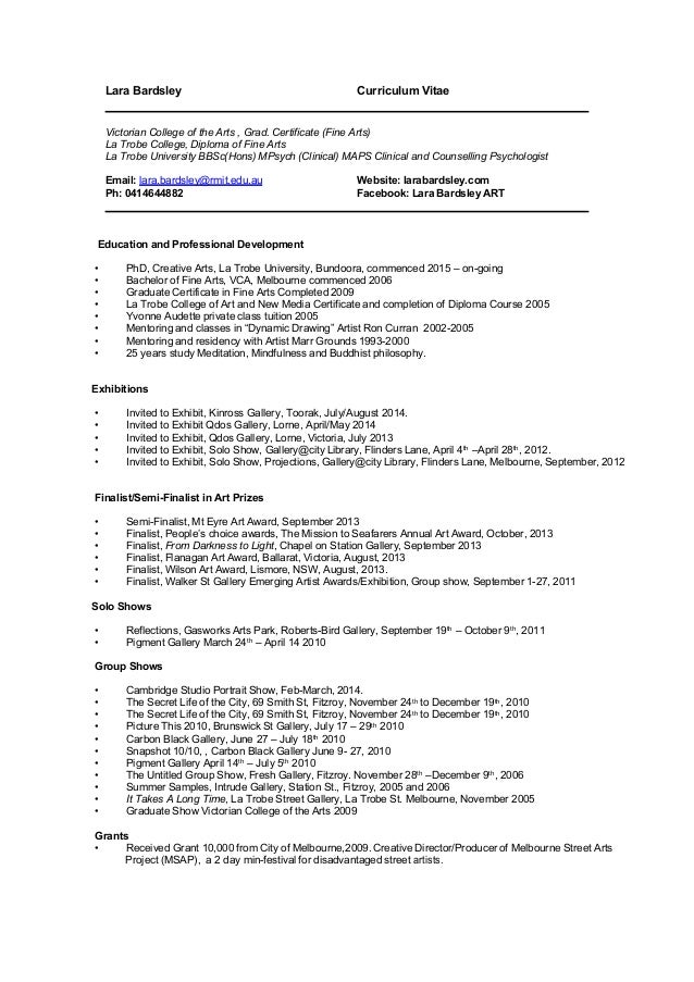 artistic cv