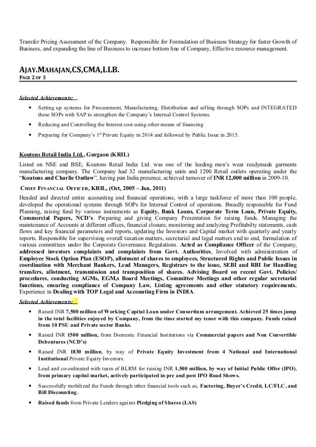 cfo resume